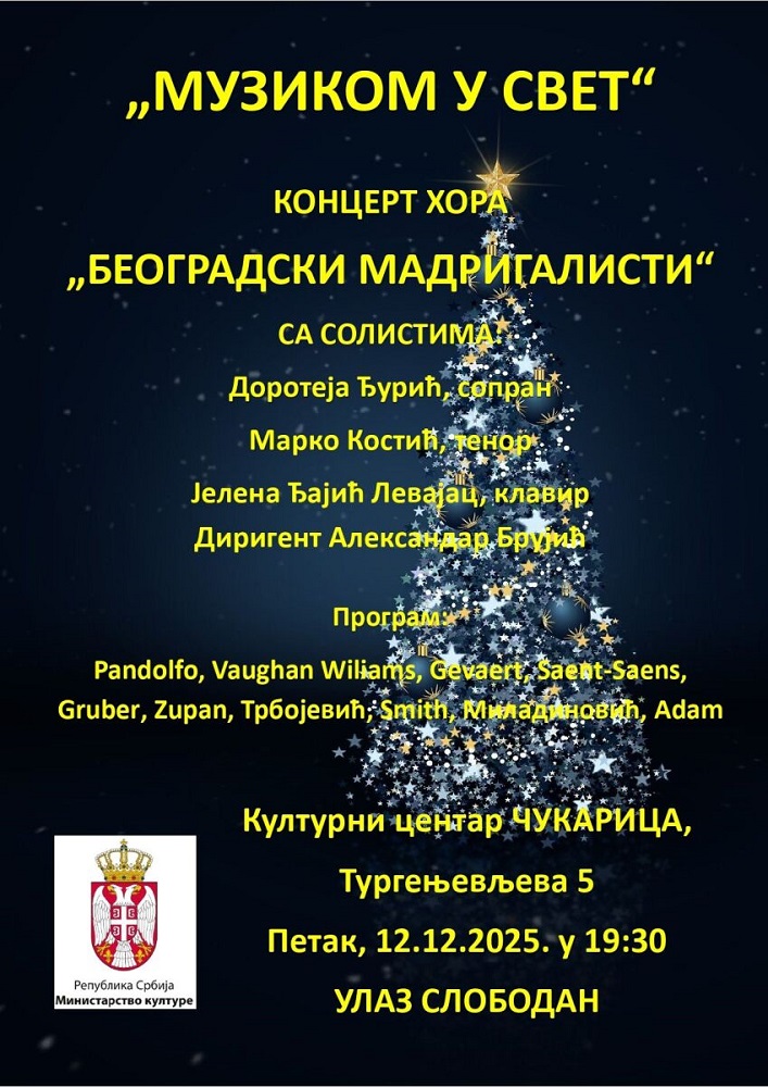 „Музиком у свет“ – концерт Хора „Београдски мадригалисти“ 
