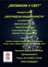 „Музиком у свет“ – концерт Хора „Београдски мадригалисти“ 